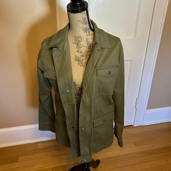 Women's Lucky Brand Fall Olive Green Utility Jacket  Zipper & Snap close size M - Picture 5 of 11